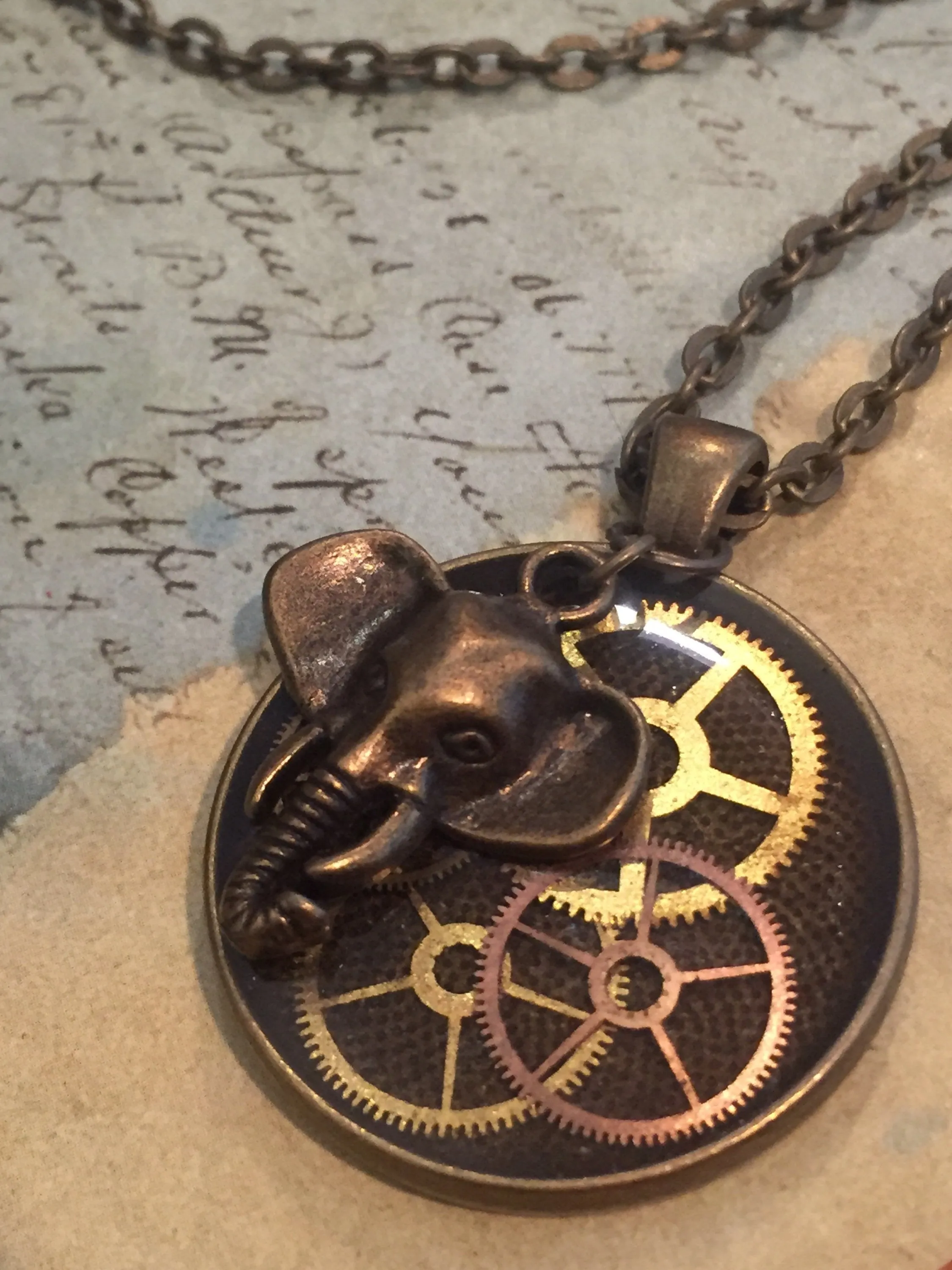 Steampunk Watch movement pendant Elephant charm - Take Your Time - Steampunk Necklace - Repurposed art