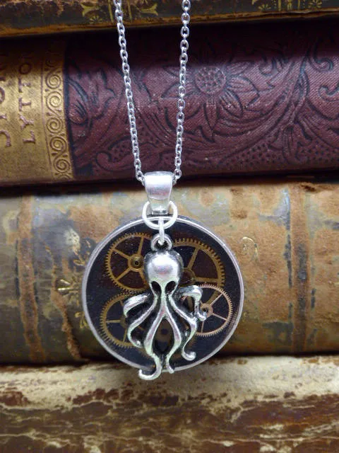 Steampunk Watch movement pendant - Octopus Garden - Steampunk Necklace - Repurposed art