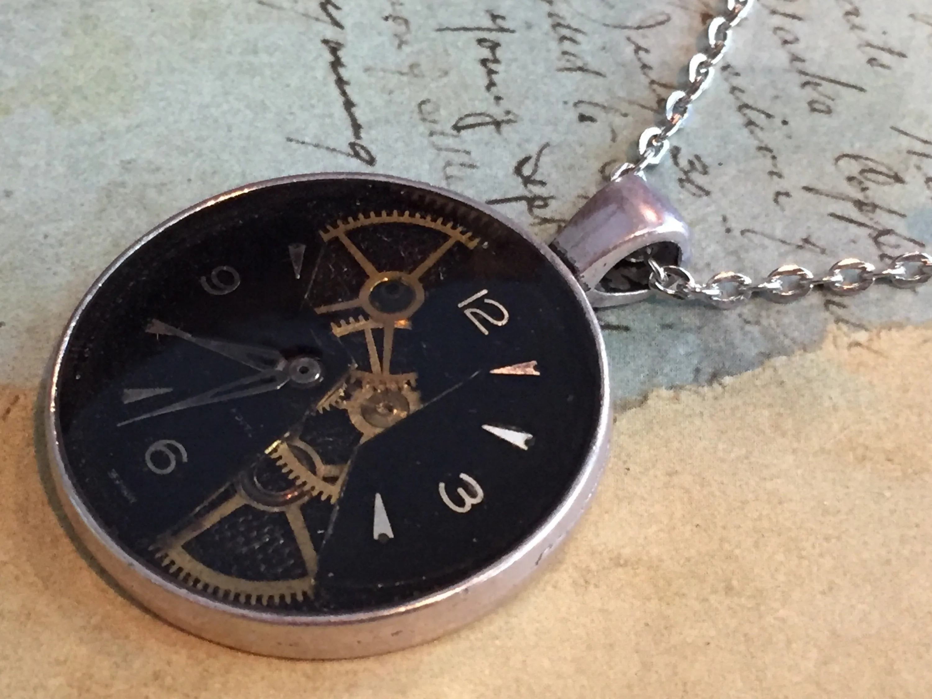 Steampunk Watch movement pendant - Ripped - Steampunk Necklace - Repurposed art