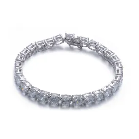 Sterling Silver Cubic Zirconia Square Stud Bracelet