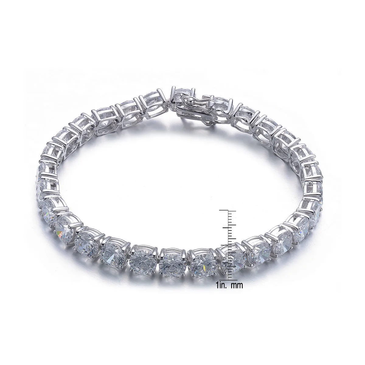 Sterling Silver Cubic Zirconia Square Stud Bracelet