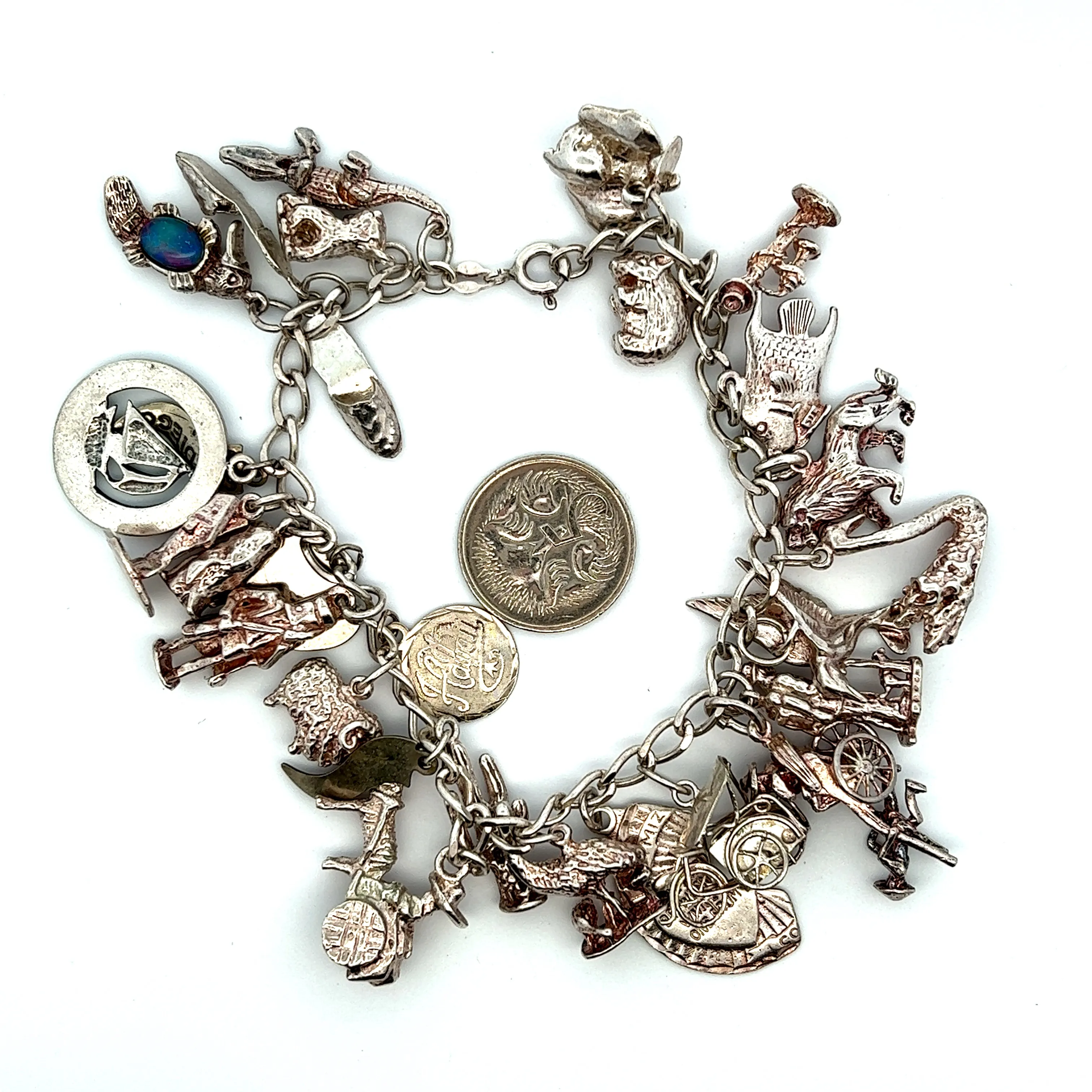 Sterling Silver Traditional Charm Bracelet with 26 Charms