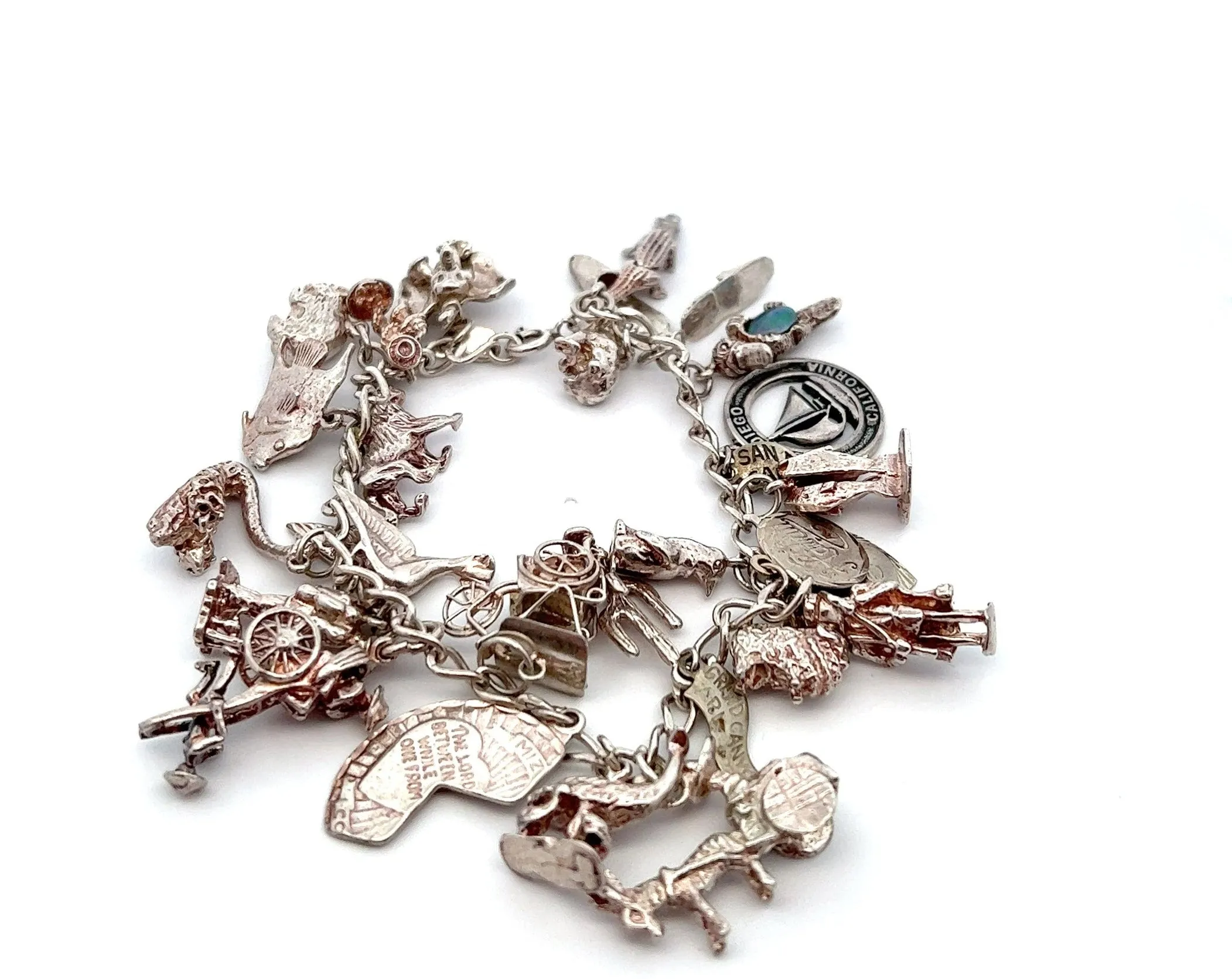 Sterling Silver Traditional Charm Bracelet with 26 Charms