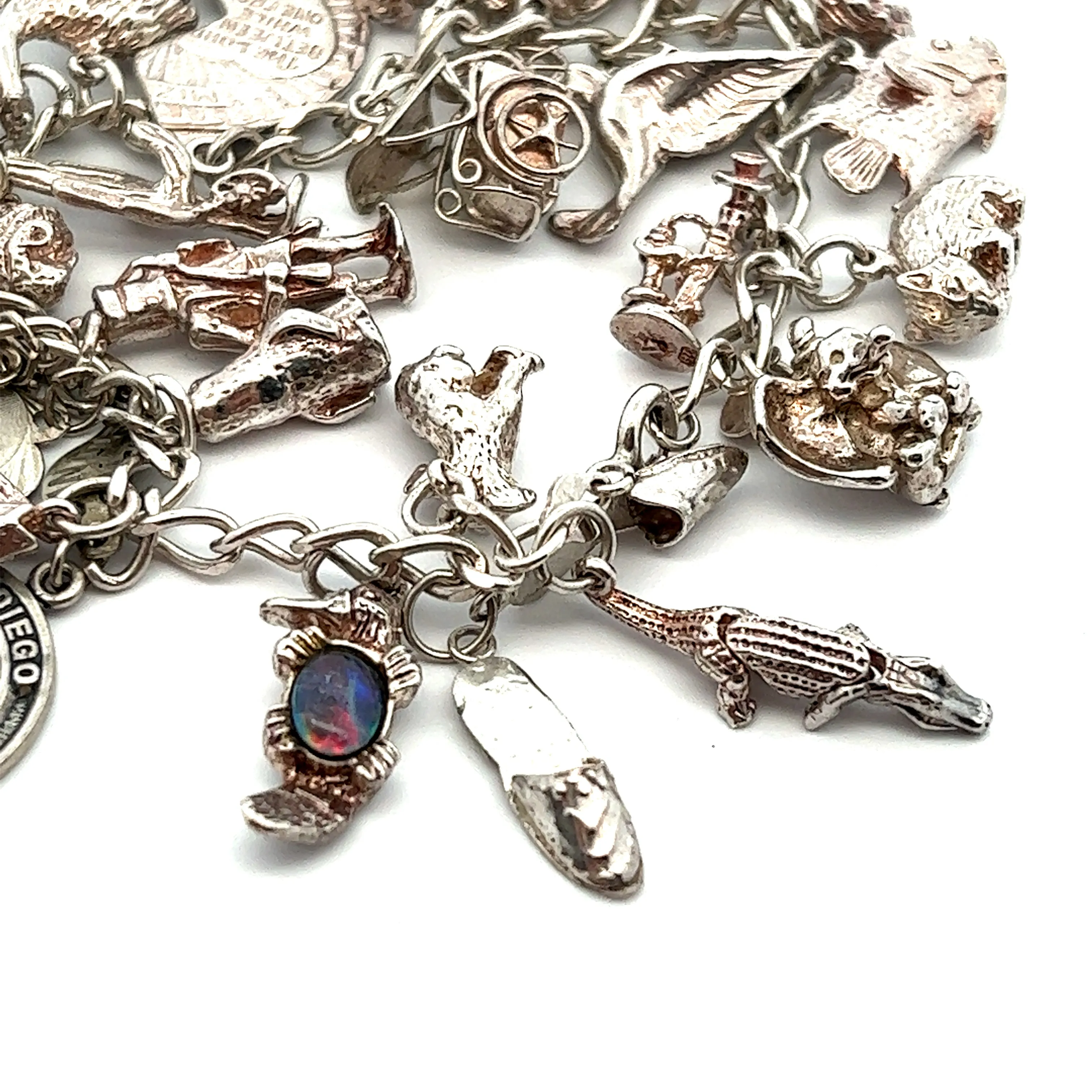 Sterling Silver Traditional Charm Bracelet with 26 Charms