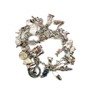 Sterling Silver Traditional Charm Bracelet with 26 Charms