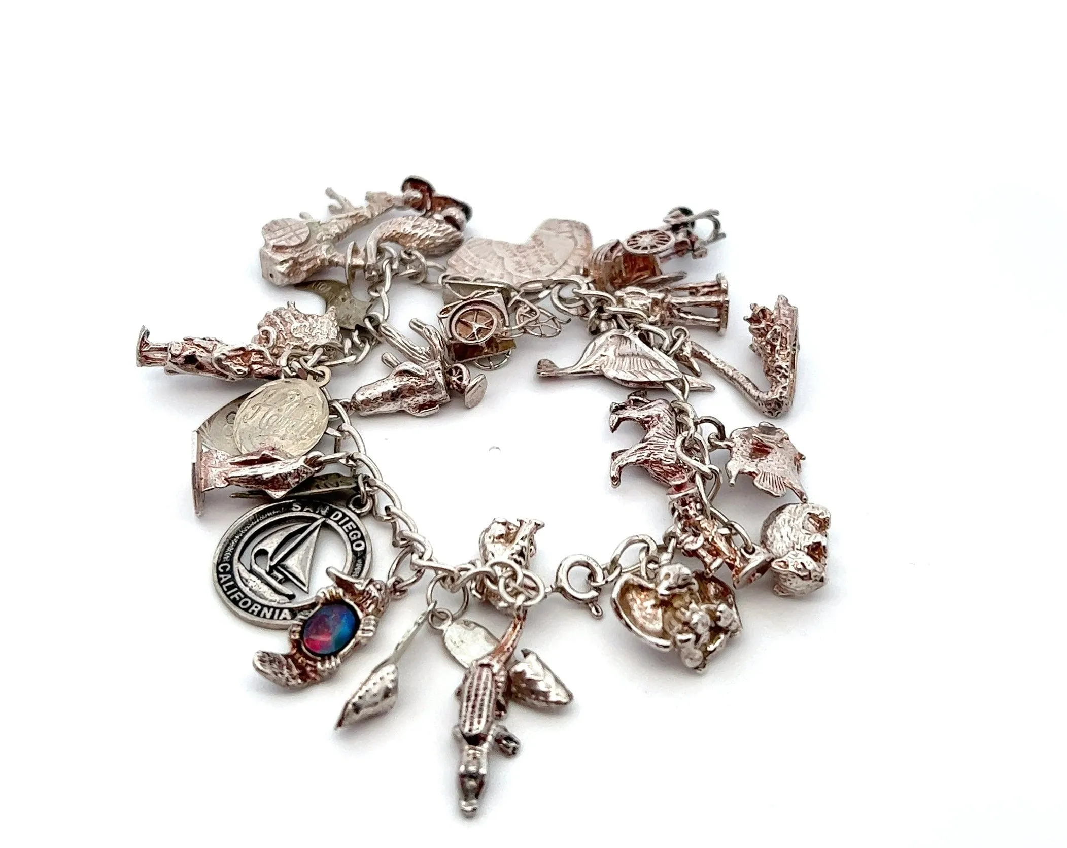 Sterling Silver Traditional Charm Bracelet with 26 Charms