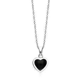 Sterling Silver Whitby Jet & Lapis Lazuli Double Sided Heart Pendant