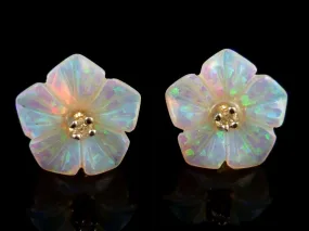 Stunning Large Opal & Diamond Flower Earring