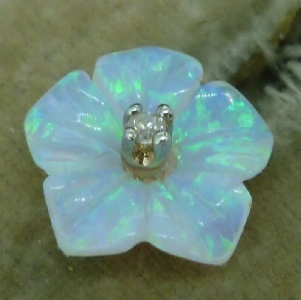 Stunning Large Opal & Diamond Flower Earring