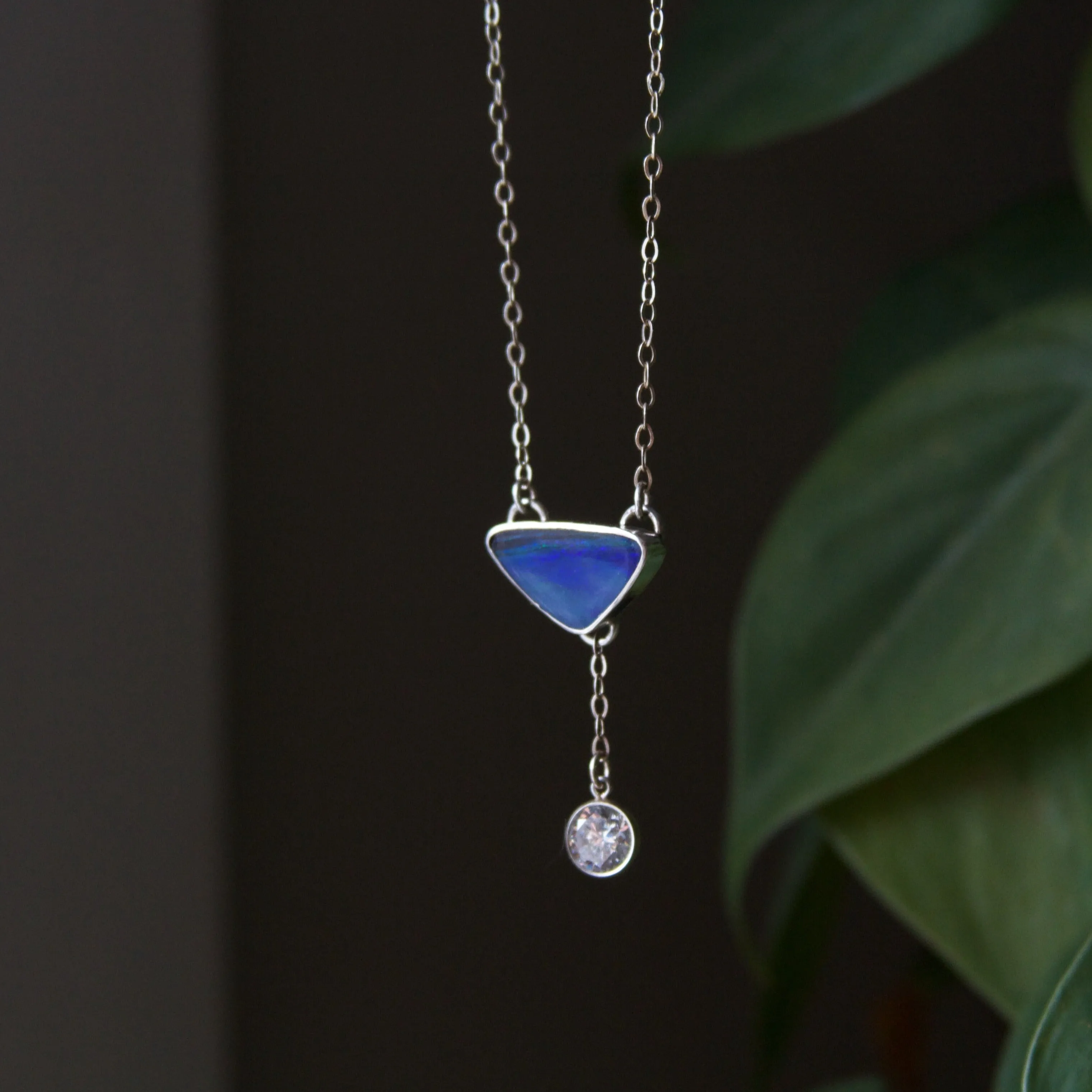 Summer Rain Opal and Crystal Sterling Silver Necklace