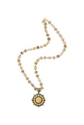 Sun Opal Mix Medal Necklace