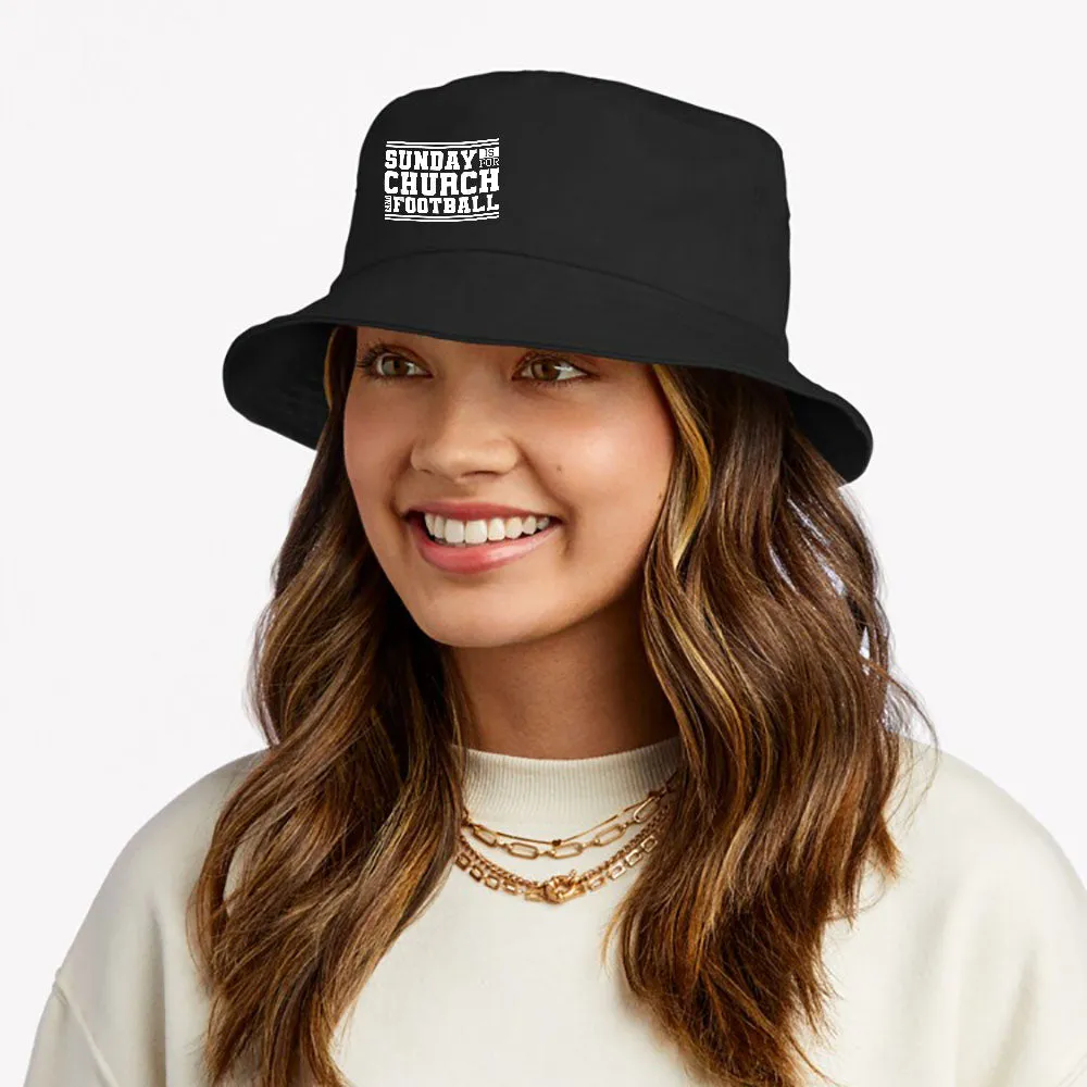 Sunday Is For Church And Football, Christian Jesus Football Bucket Hat