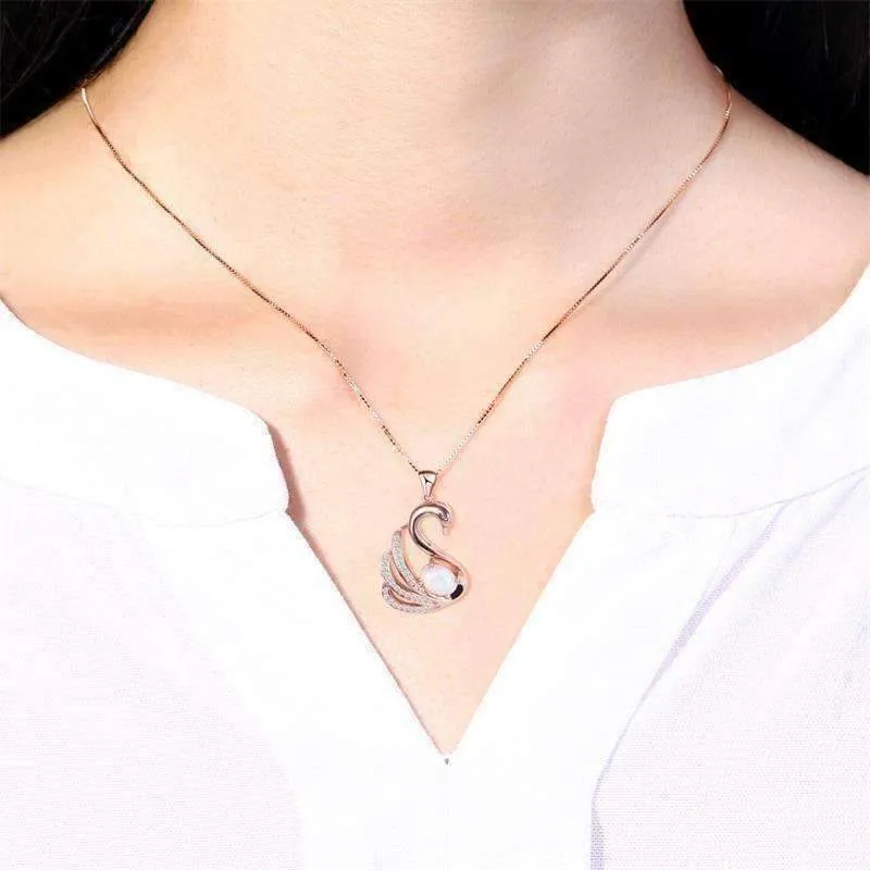 Swan Lake Opal and Rose Gold IOBI Precious Gems Necklace