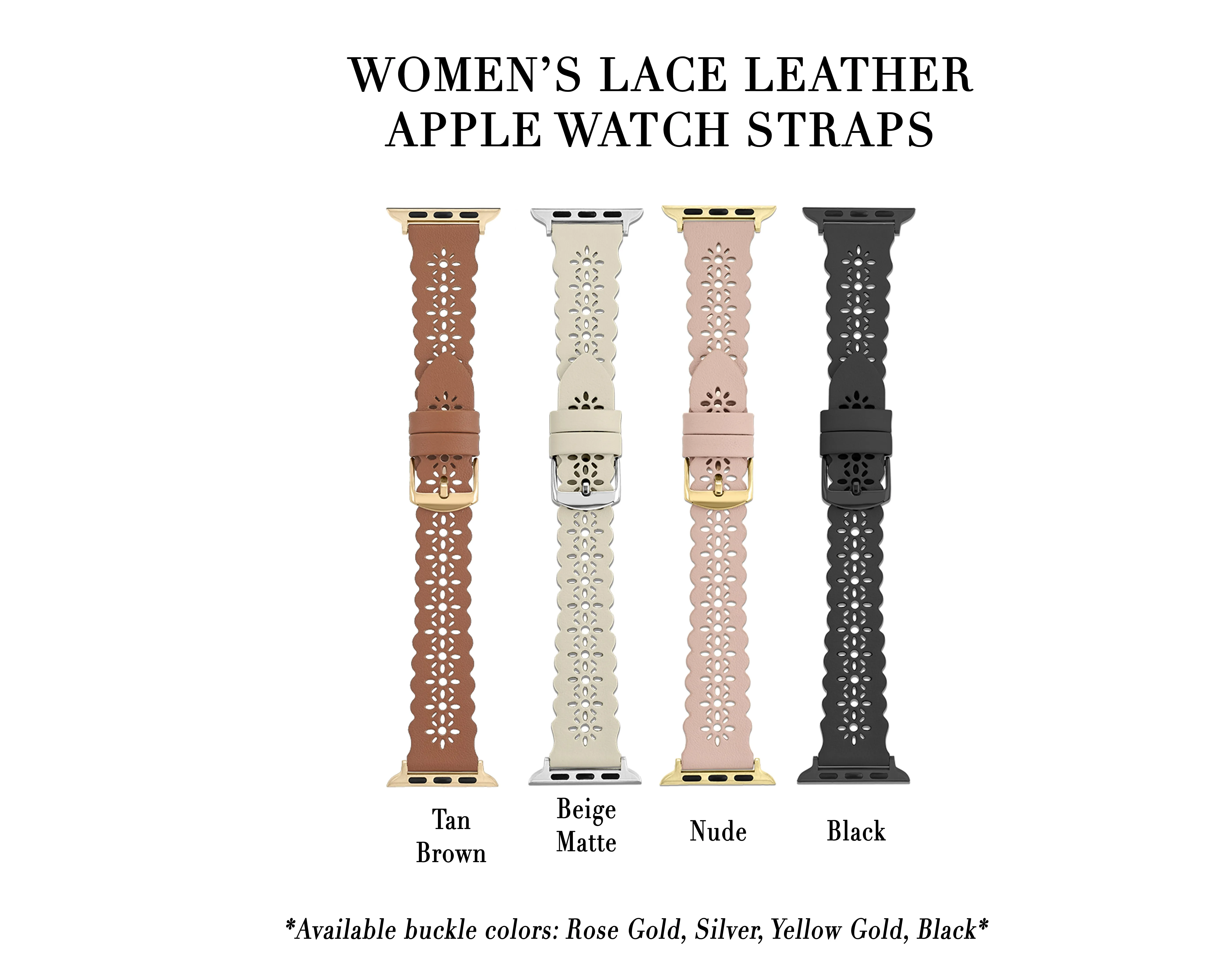 Tan Lace Leather Strap / Silver Buckle - 38mm, 40mm