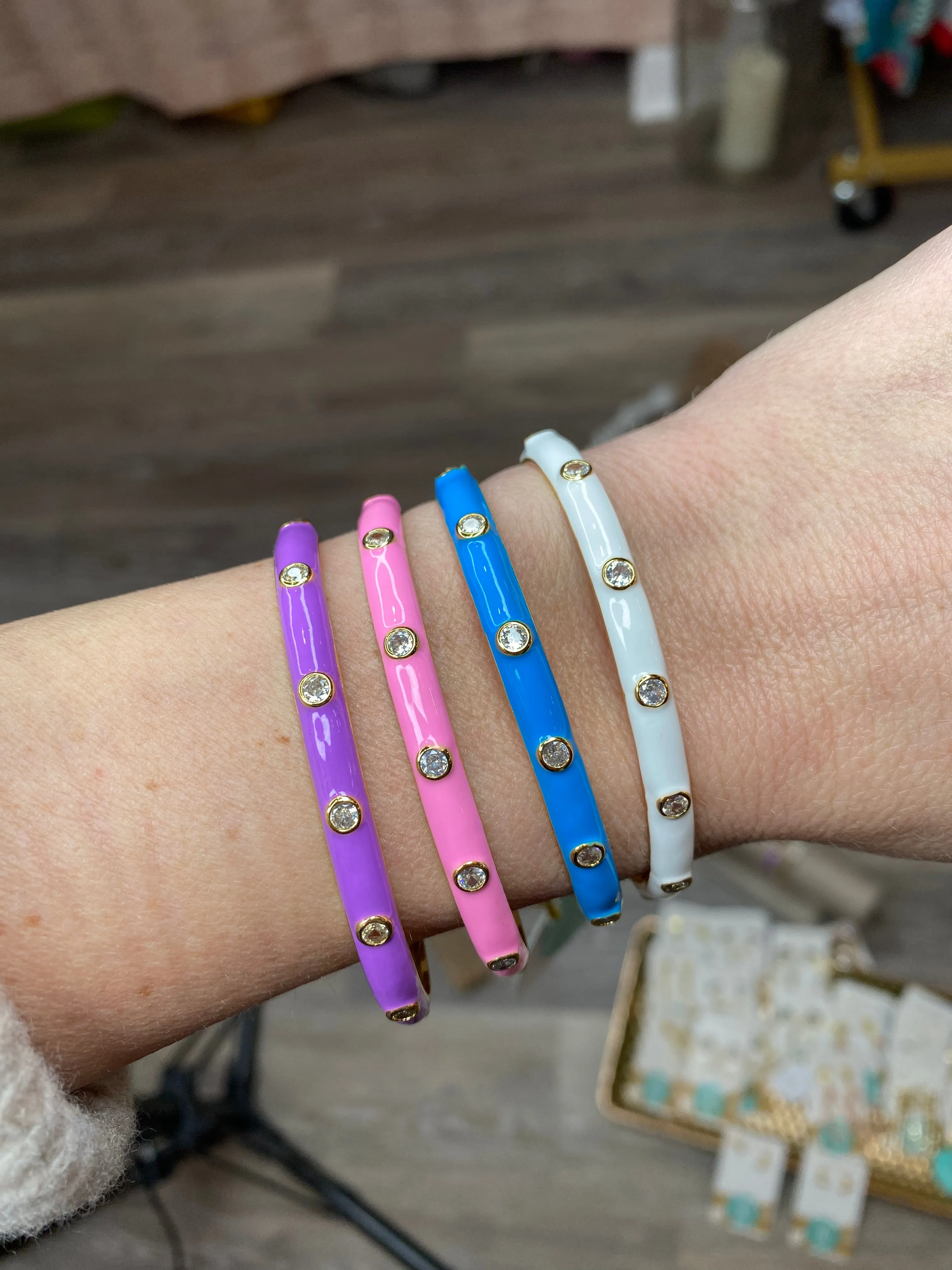 TAY Aleigh Enamel CZ Stud Bracelets Multi Colors