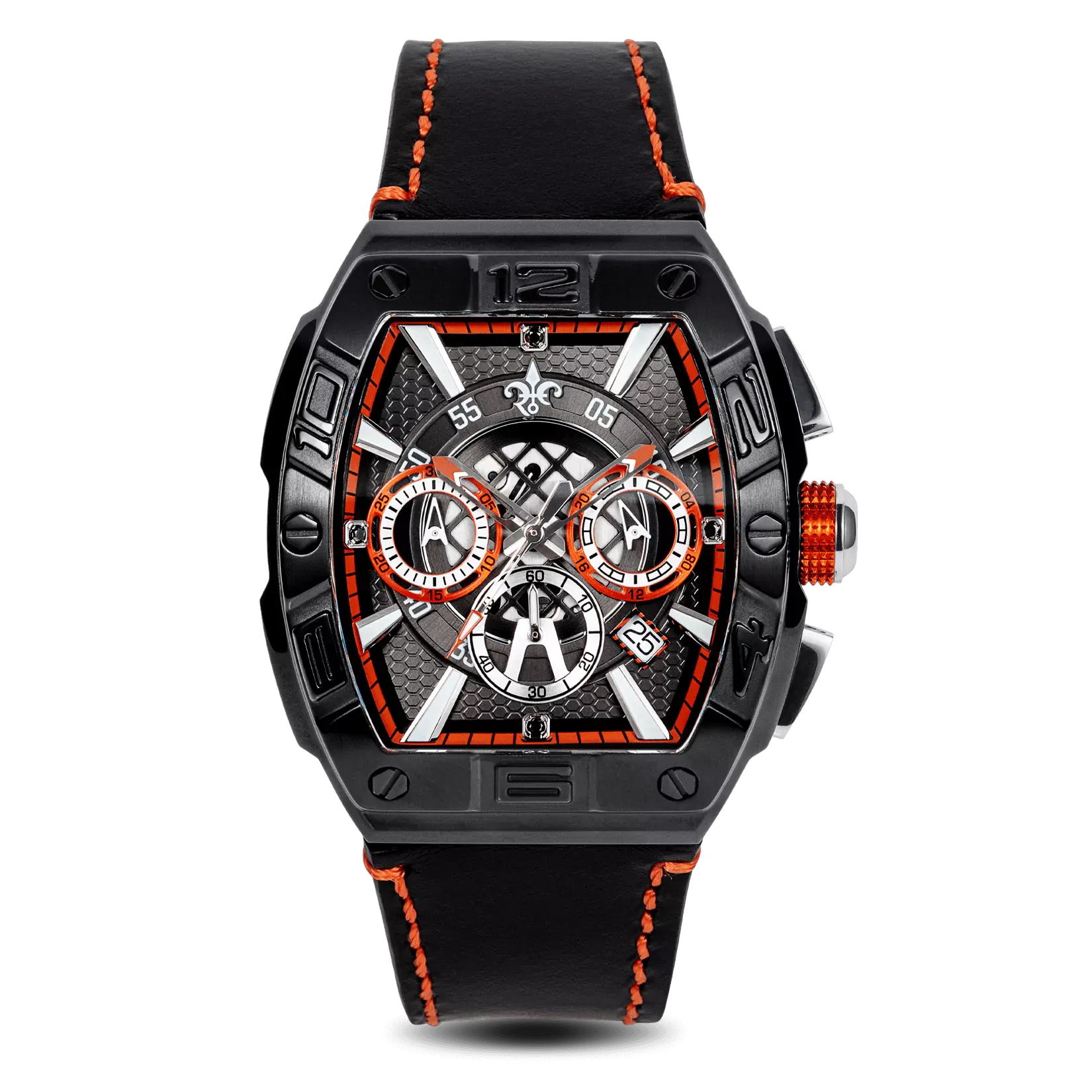 The Intrepid Chronograph - Midnight Diamond | Neon Orange