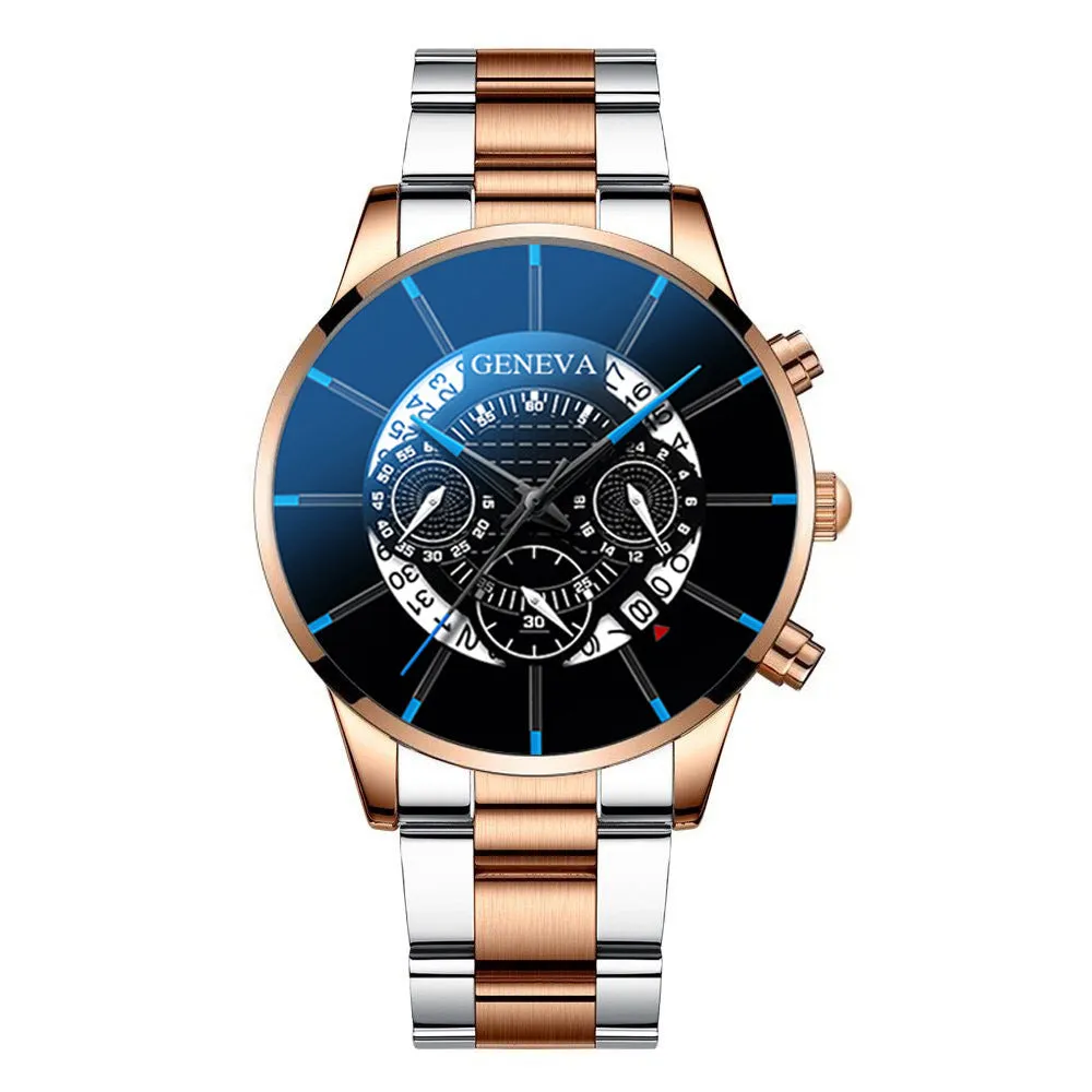 Three-Eye Men's Casual Business Calendar Steel Watch Men's Quartz Watch