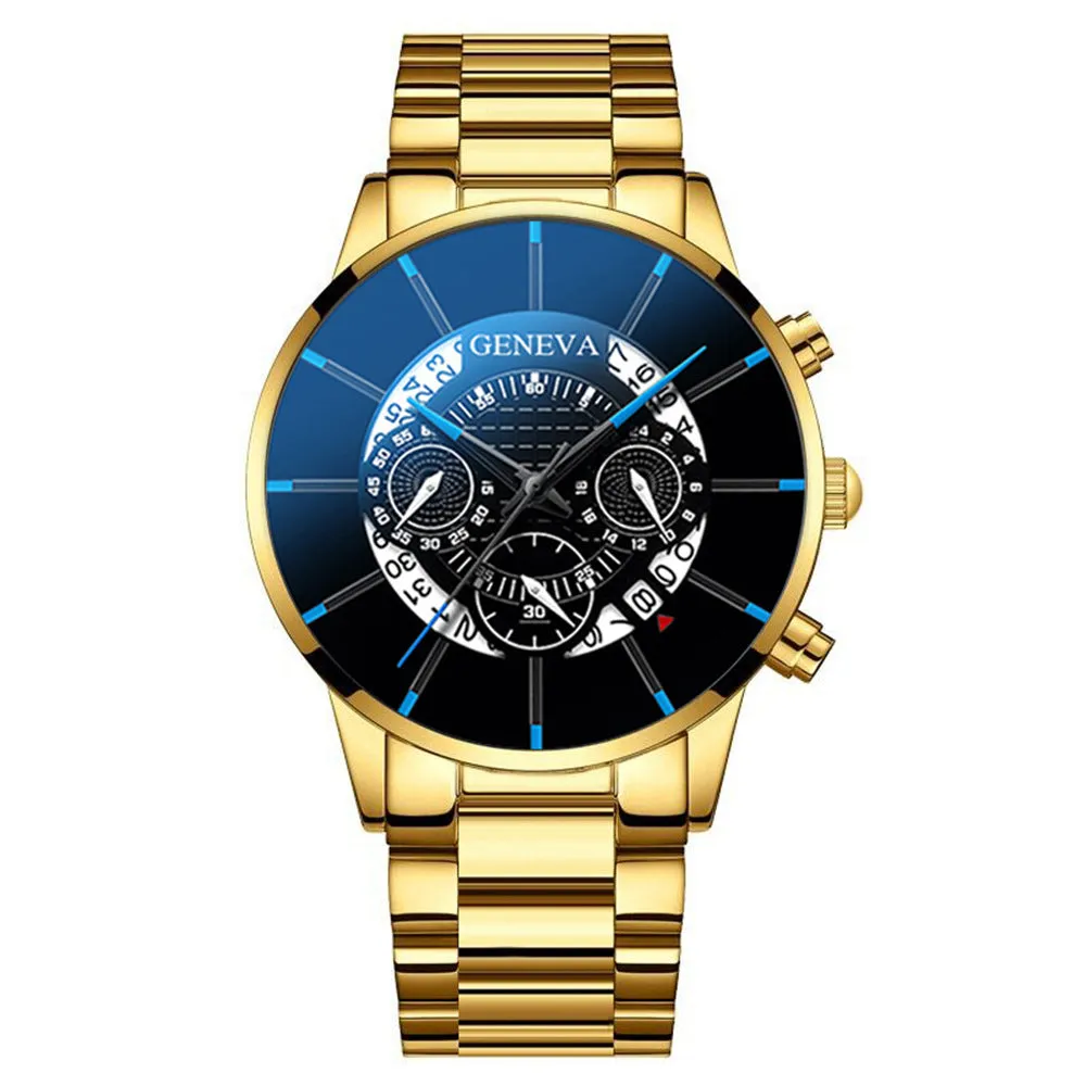 Three-Eye Men's Casual Business Calendar Steel Watch Men's Quartz Watch