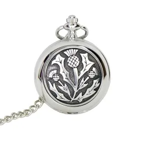 Three Thistle Black Enamel Pocket Watch (PW114 CB)