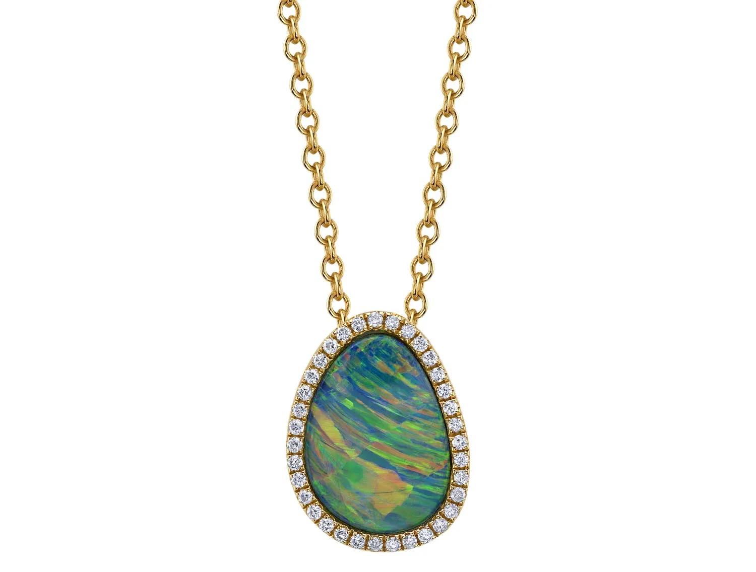 Tiger Stripe Lambina Opal and Diamond Pendant Necklace