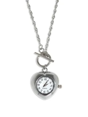 Timeless Love Silver Watch Necklace