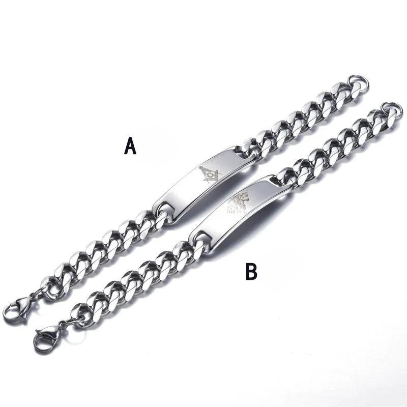 Titanium Steel Direwolf Masonic Bracelet for Men - Korean Wholesale Jewelry