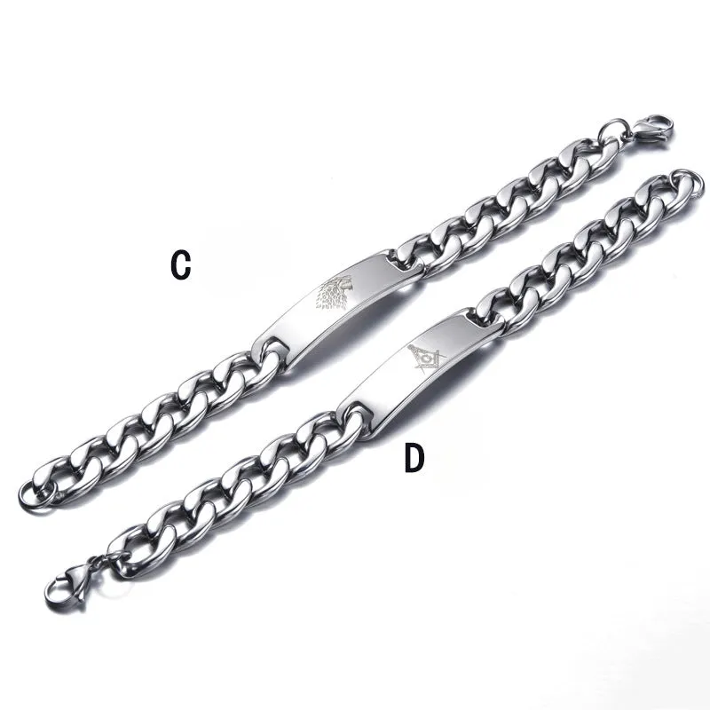 Titanium Steel Direwolf Masonic Bracelet for Men - Korean Wholesale Jewelry