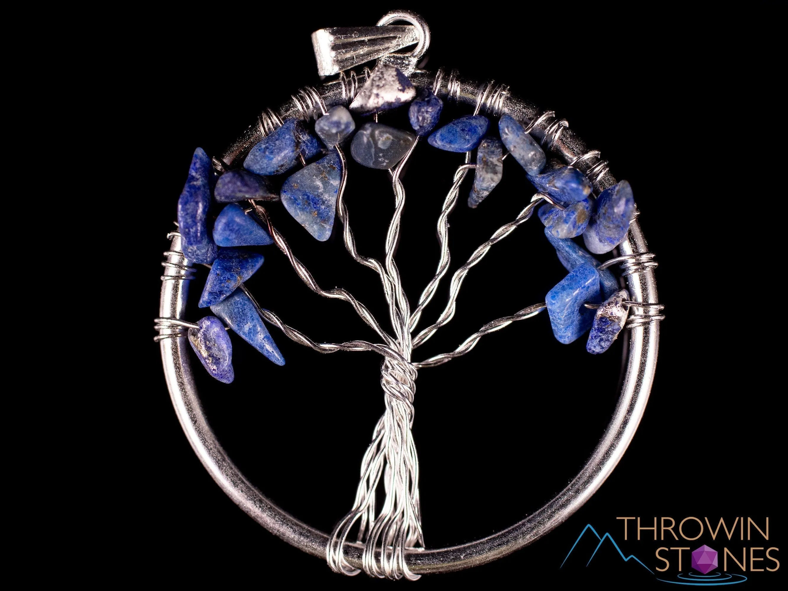 Tree of Life Pendant, Crystal Pendant - LAPIS Lazuli, TIGERS Eye, AQUAMARINE - Handmade Jewelry, Wire Wrapped Jewelry, E2004