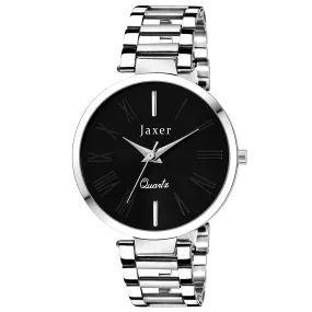 Trendy Black Dial Steel Chain Analog Watch - For Women JXRW2516