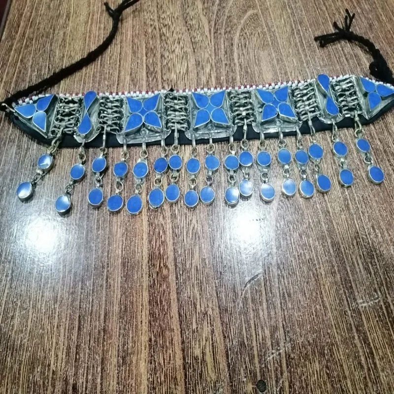 Tribal Choker Necklace With Dangling Tassels