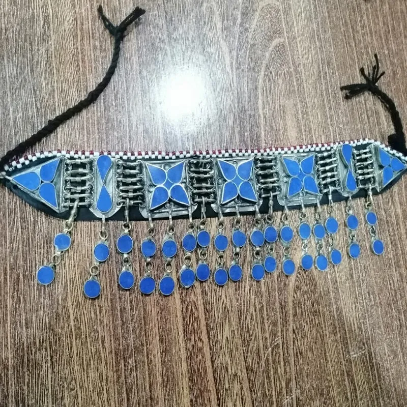 Tribal Choker Necklace With Dangling Tassels