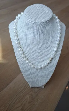 Twisted Baubles- Large Swarovski Pearl Necklace with Pave Bead