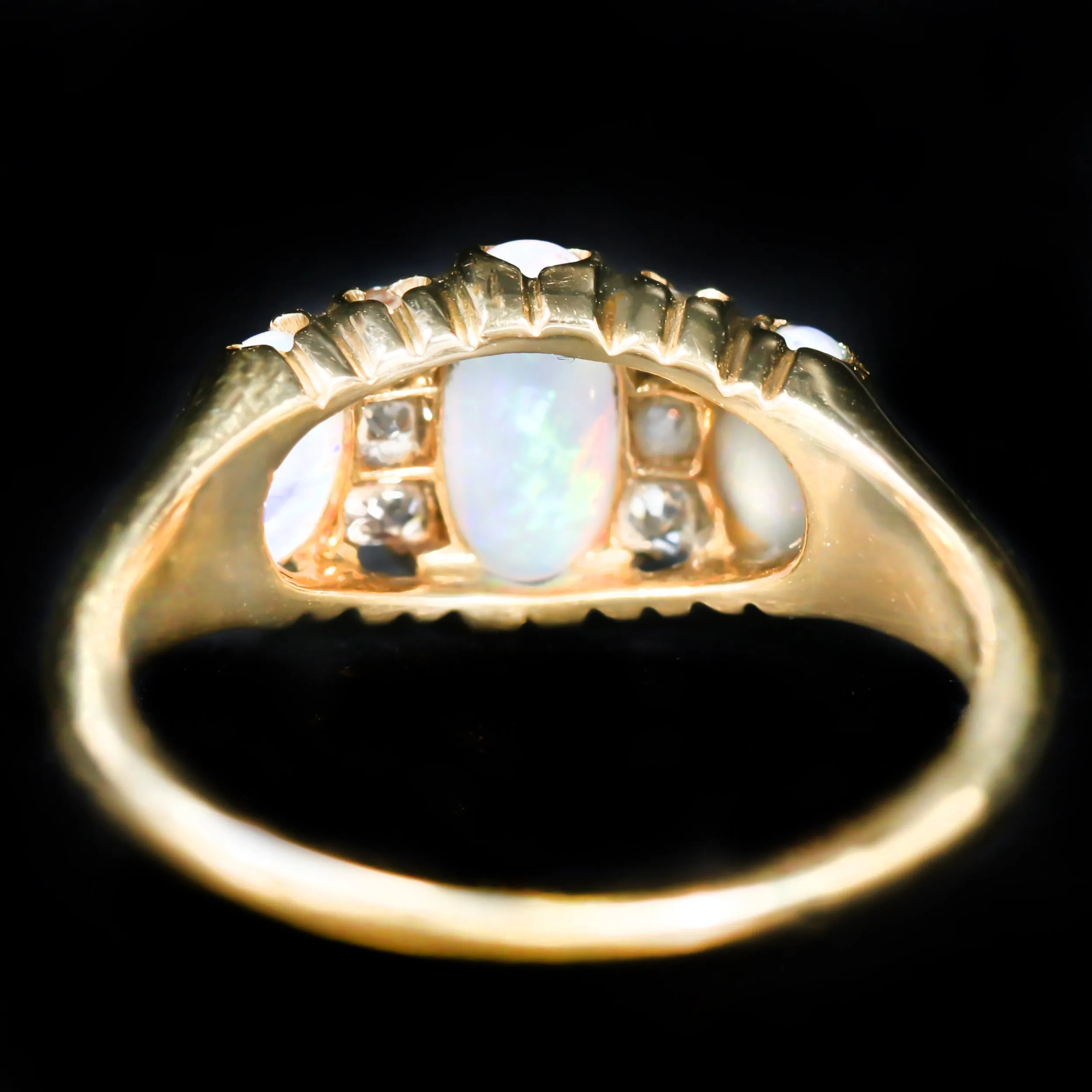 Victorian 0.75 CTW Opal and Old Mine Cut Diamond Ring