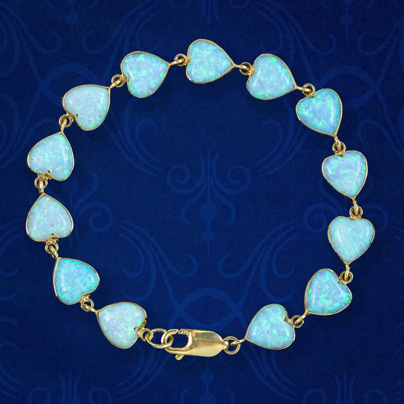 Victorian Style Opal Heart Bracelet 9ct Gold