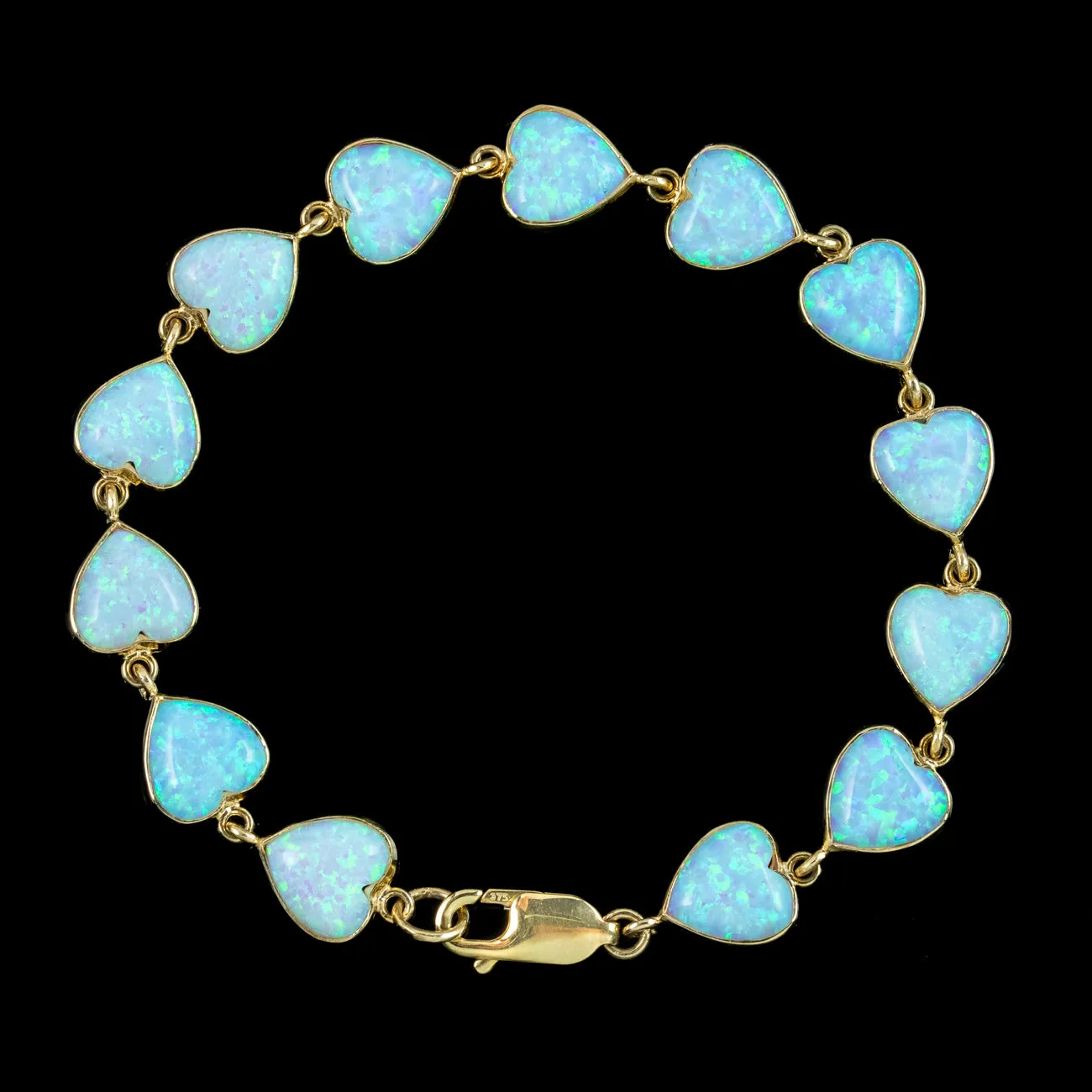 Victorian Style Opal Heart Bracelet 9ct Gold