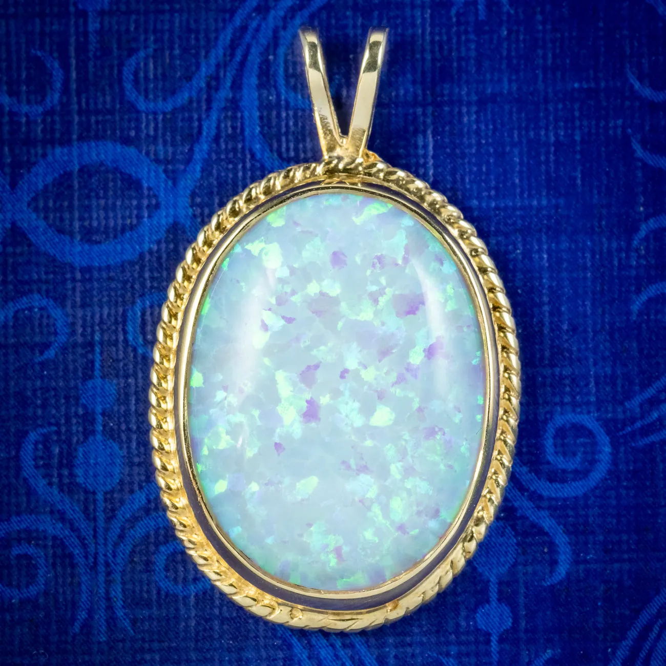 Victorian Style Opal Pendant 9ct Gold 15ct Opal