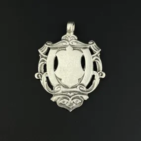 Vintage Edwardian Silver Shield Medallion Watch Fob Pendant