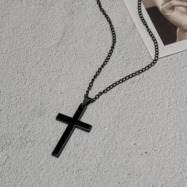 Vintage Gothic Pendants Cross Necklace Cool Street Style Necklaces For Men Women Unusual Chain On the Neck Chains Punk Jewelry