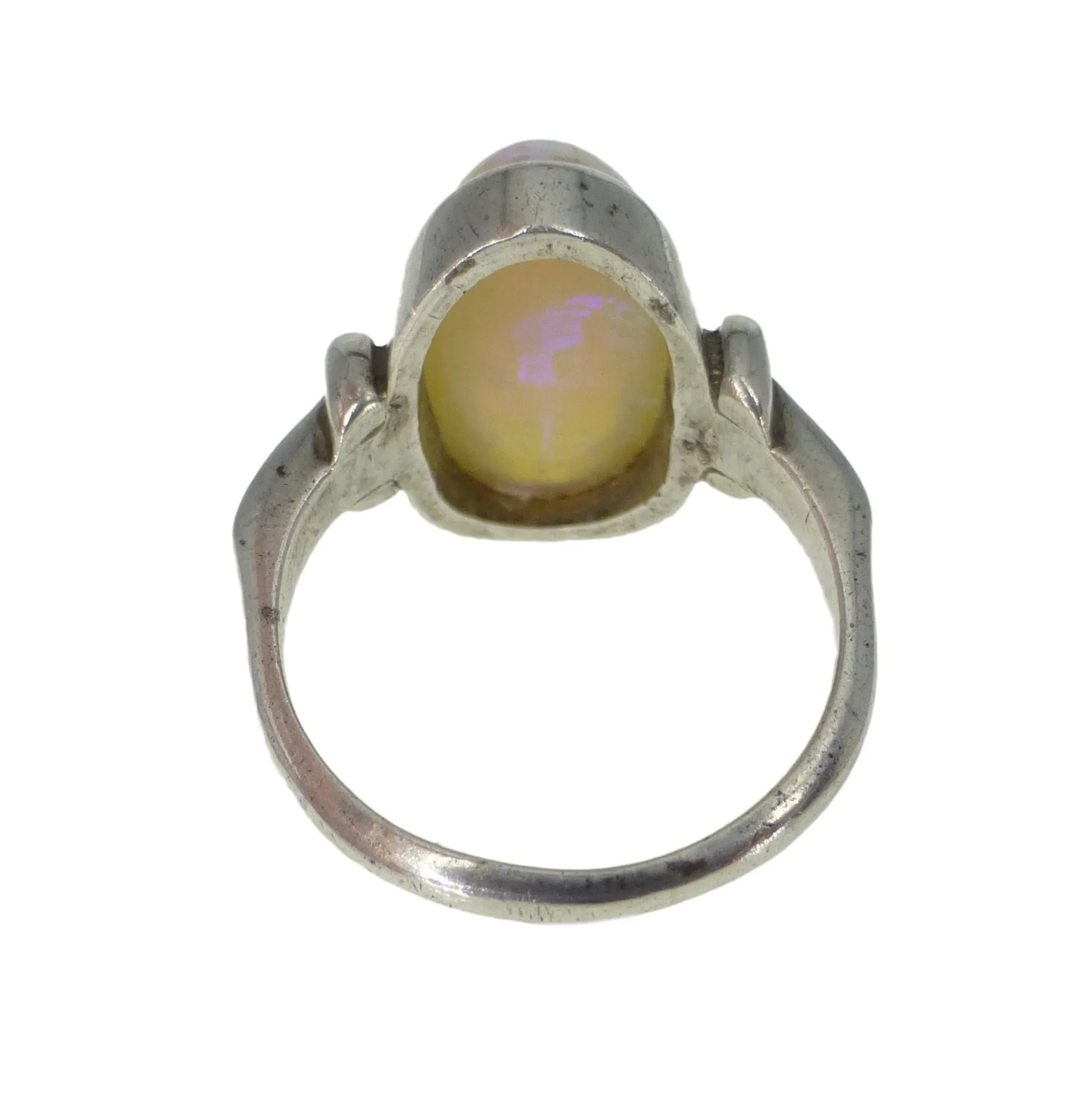 Vintage Silver Domed Opal Stone Ring