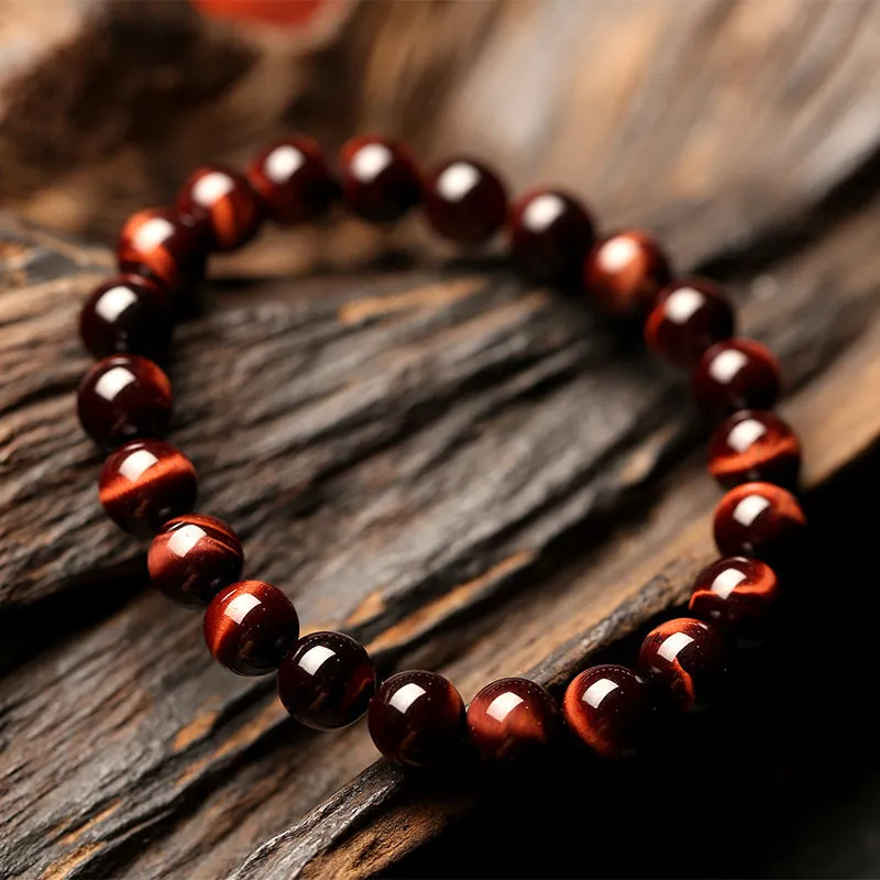 Vintage Style  8mm Red Tiger Eye Bracelet Anti-fatigue Geometric Jewelery