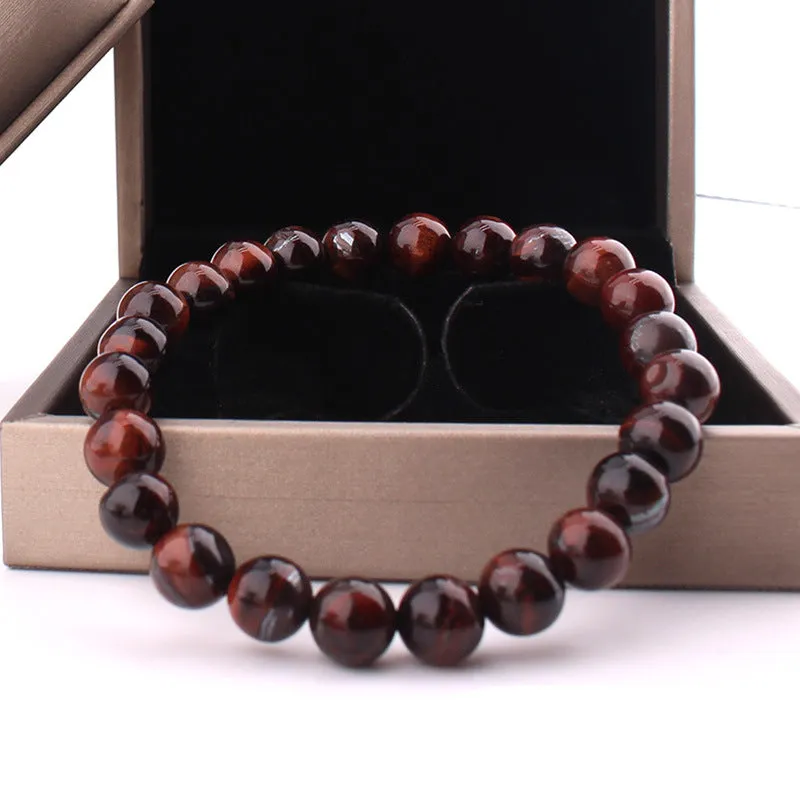 Vintage Style  8mm Red Tiger Eye Bracelet Anti-fatigue Geometric Jewelery