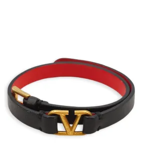 VLogo Black/Red Bracelet in Calfskin, Gold hardware