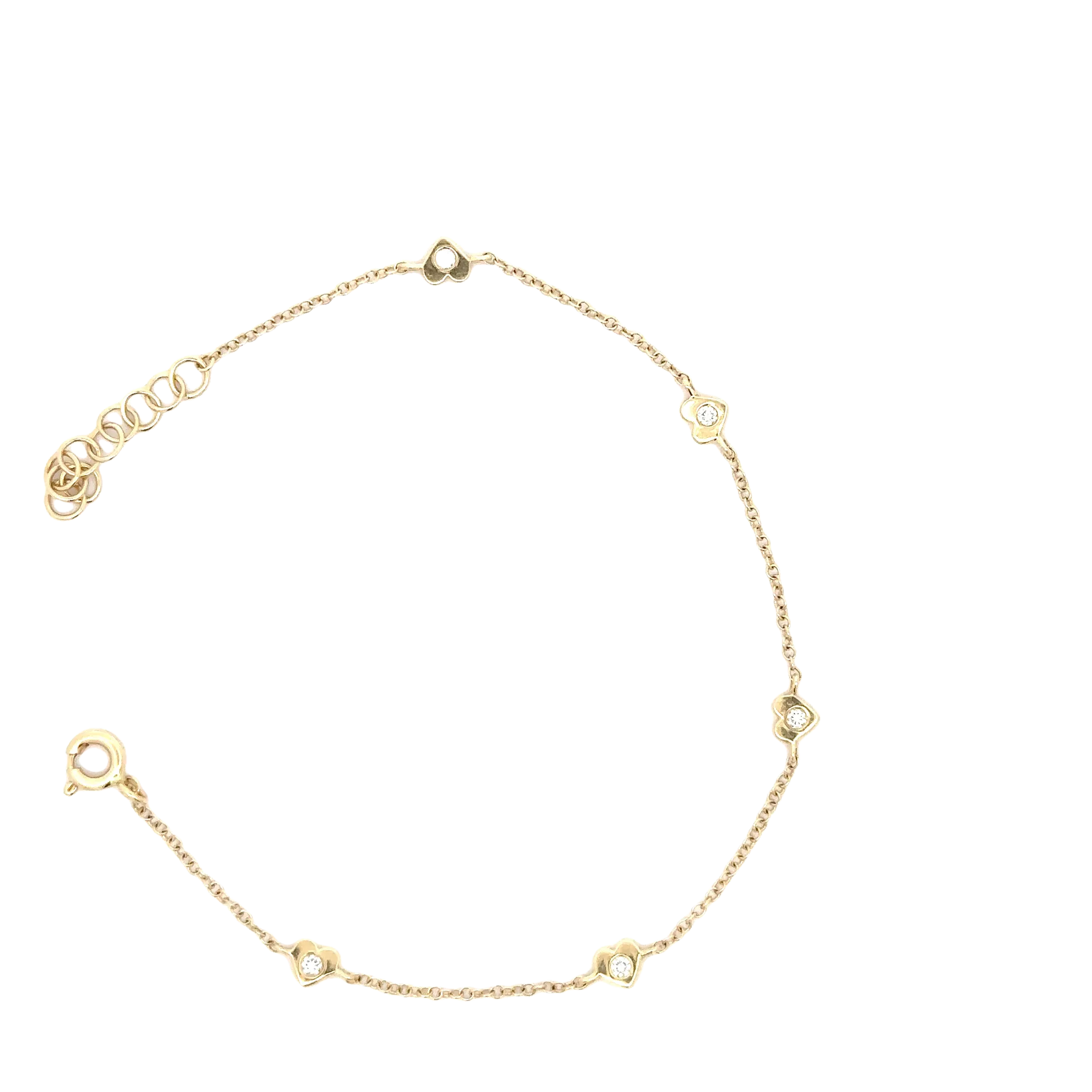 WD1712 14kt Gold Heart Bracelet with Diamond Detail