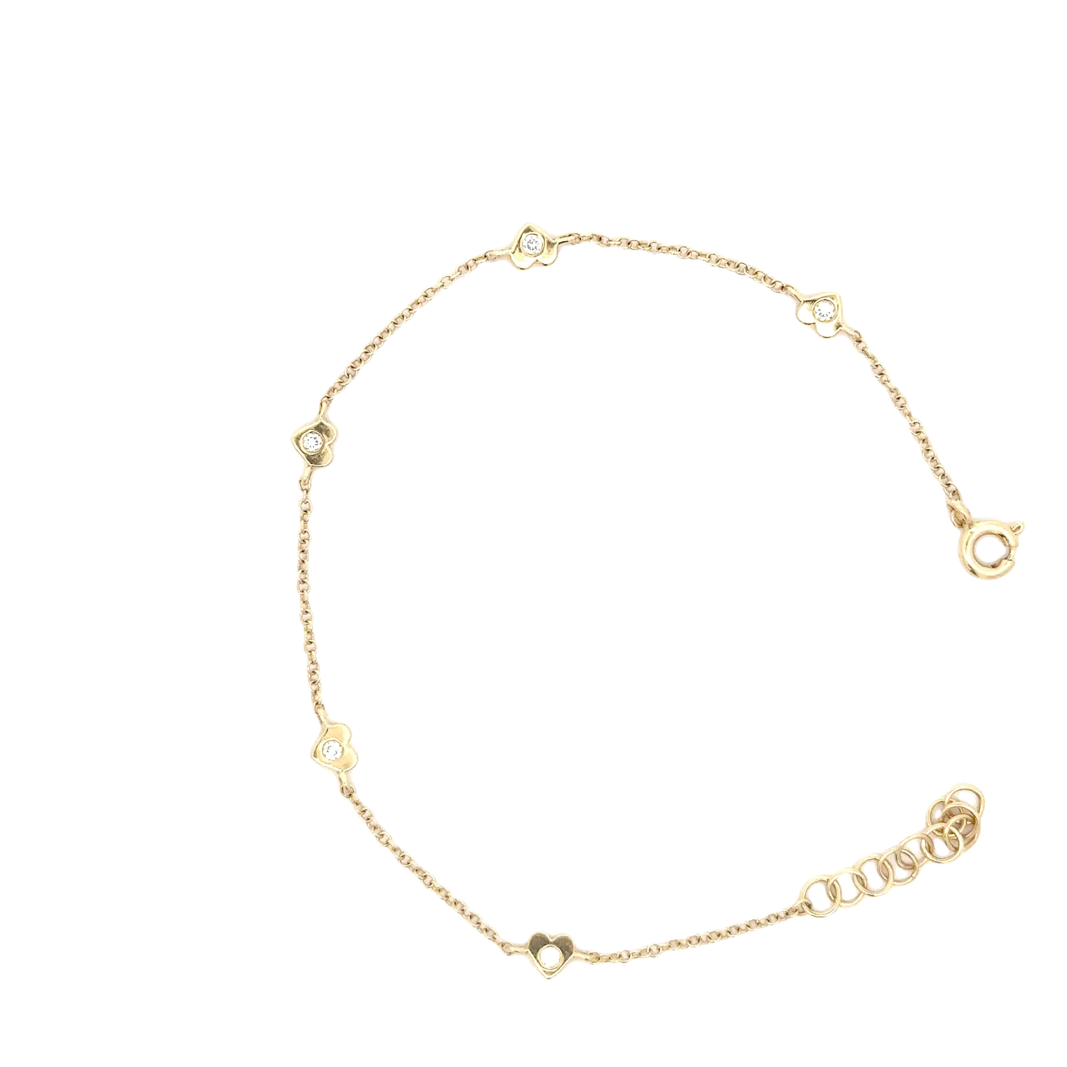 WD1712 14kt Gold Heart Bracelet with Diamond Detail