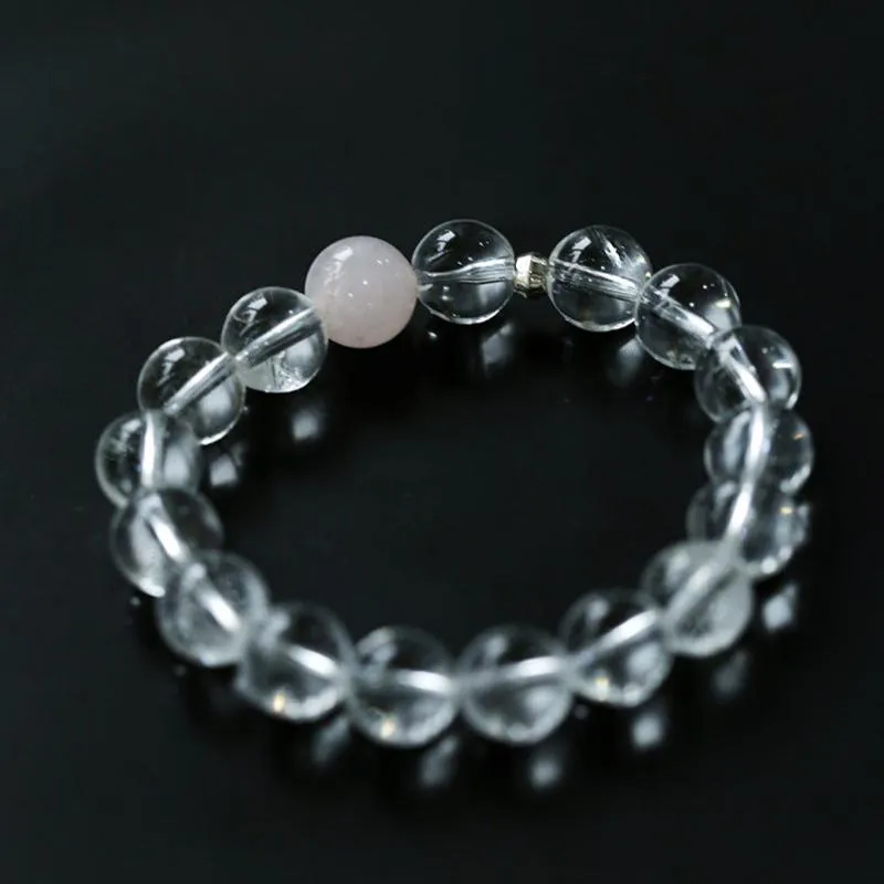 White Crystal Beaded Stretch Bracelet