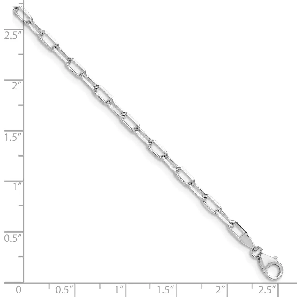 White Gold Leslie's 14k 3.0mm 7 Inches Long Solid Beveled Diamond Cut Paperclip Chain Bracelet Model-7356-7