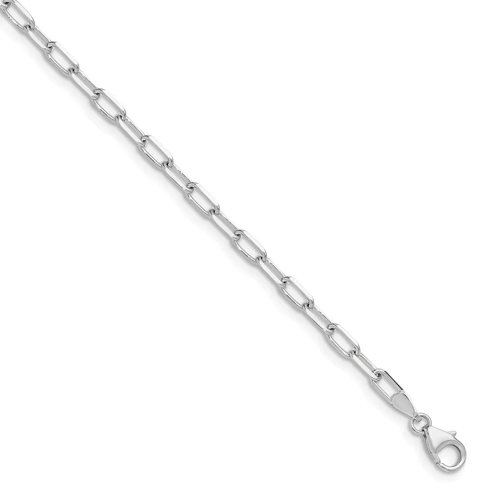 White Gold Leslie's 14k 3.0mm 7 Inches Long Solid Beveled Diamond Cut Paperclip Chain Bracelet Model-7356-7