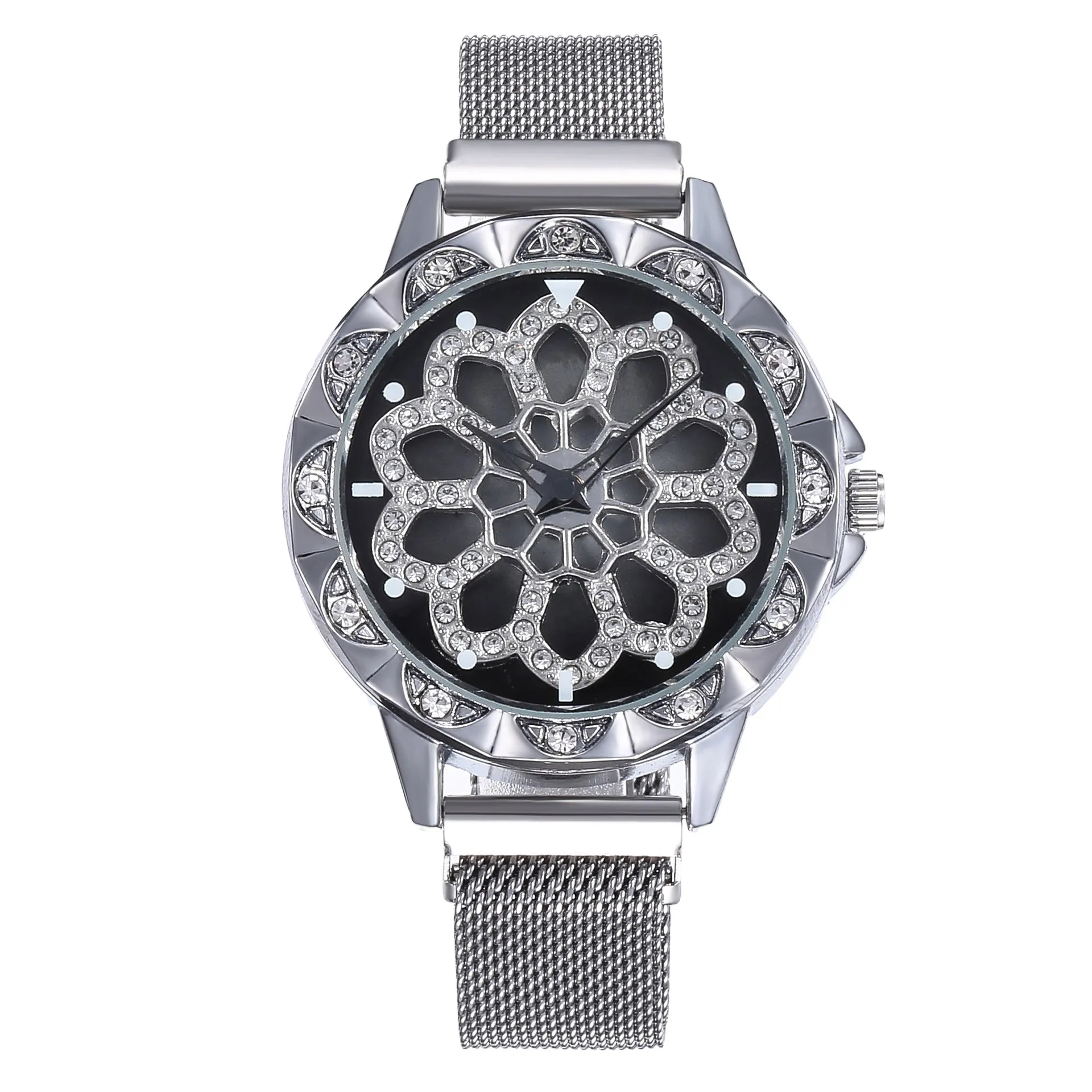 Women's Rotating Dial Watch Lazy Magnetic Buckle Milan Quartz Watch