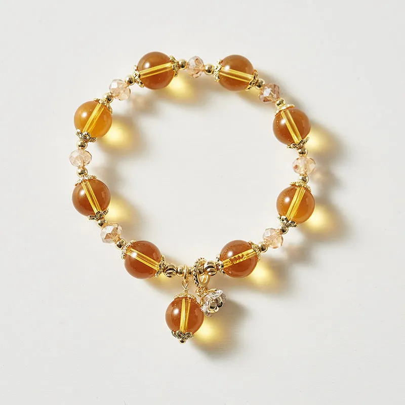 Yellow Crystal Flower Sterling Silver Bracelet - Fortune's Favor Collection