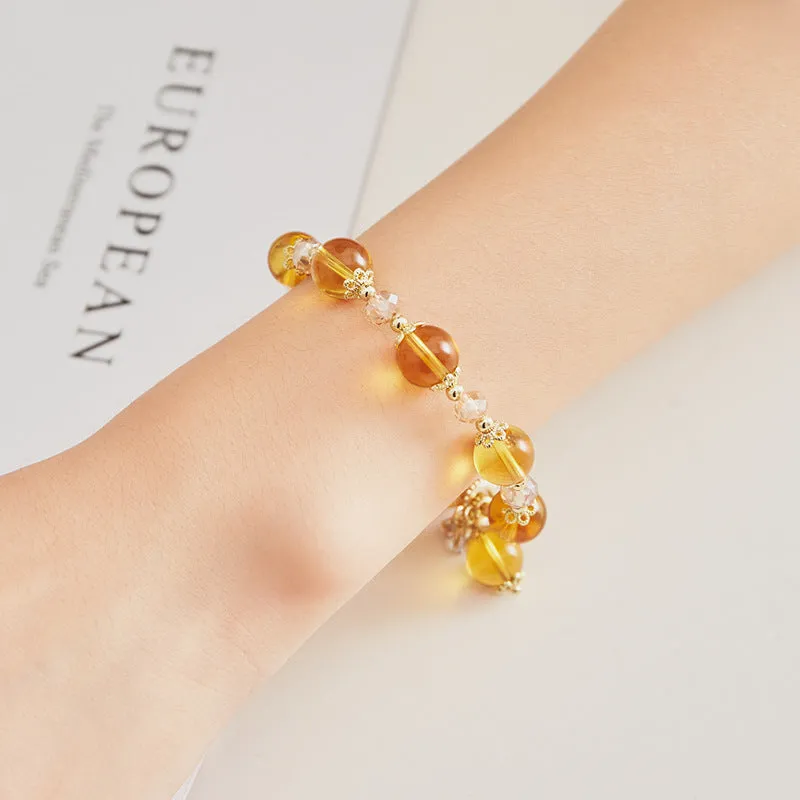 Yellow Crystal Flower Sterling Silver Bracelet - Fortune's Favor Collection